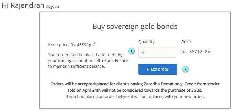 Zerodha gold bond