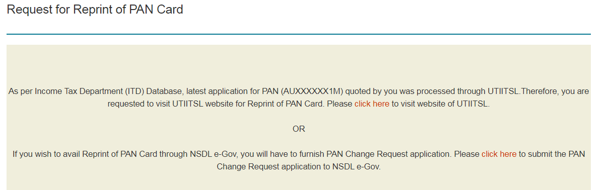 Re apply PAN Card